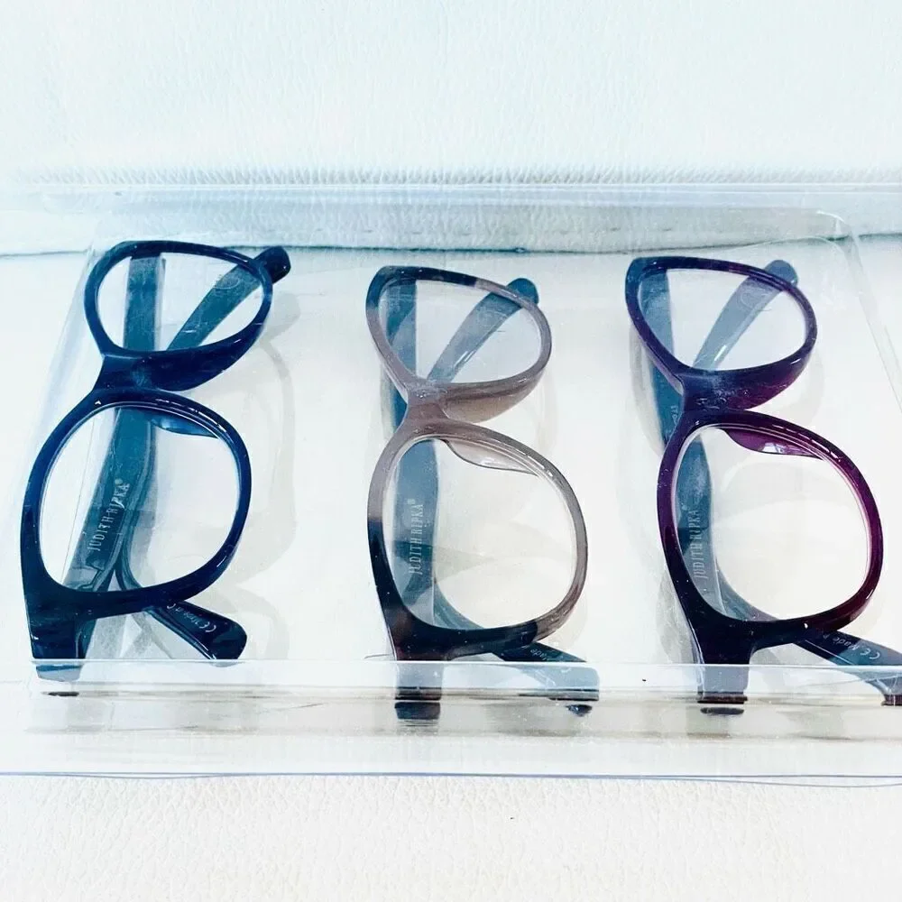 NWT 3 Pack 2.00 Judith Ripka Premium Eye Reading Glasses Black, Tan, Burgundy